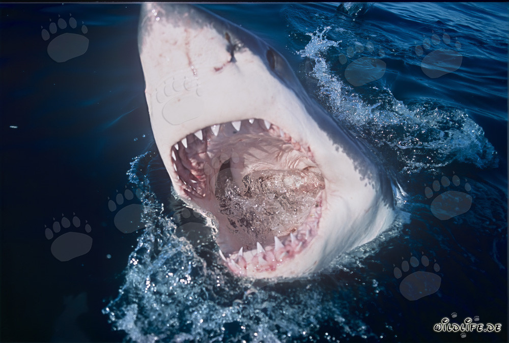 Impressive Great White Shark with Open Jaws