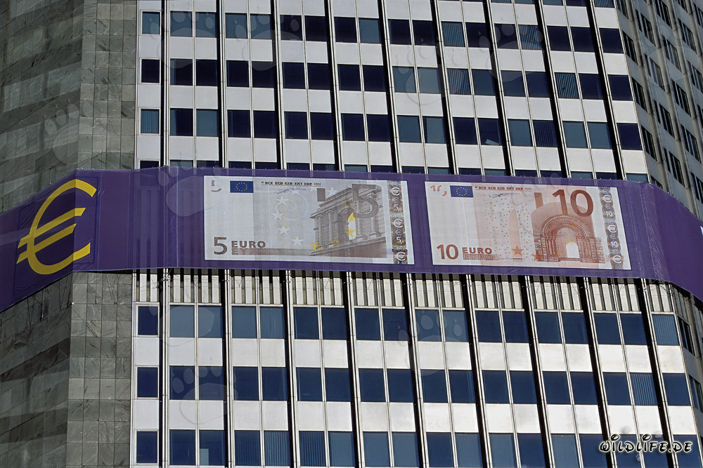 Banca Centrale Europea (BCE) - Architettura della Torre Euro al tramonto