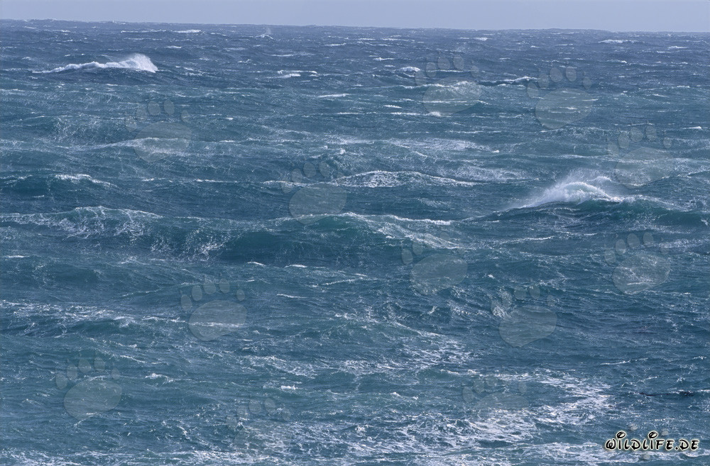 Tormentas y olas salvajes en el extremo sur de África