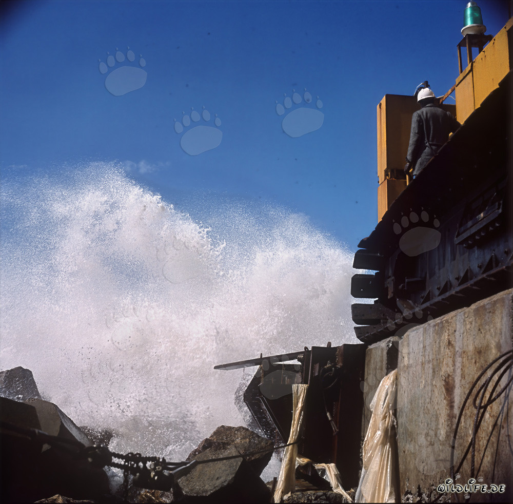 Manitowoc 4600 en fuerte oleaje en Richards Bay, Sudáfrica