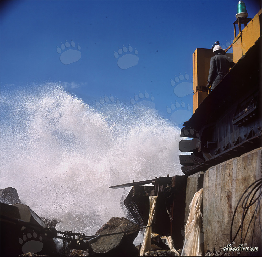 Grue Manitowoc 4600 par gros temps à Richards Bay, Afrique du Sud