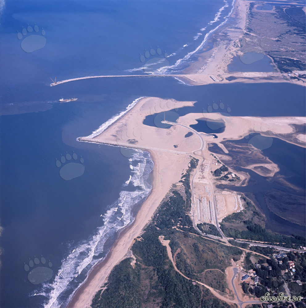 Vue aérienne de l'expansion du port de Richards Bay, Afrique du Sud