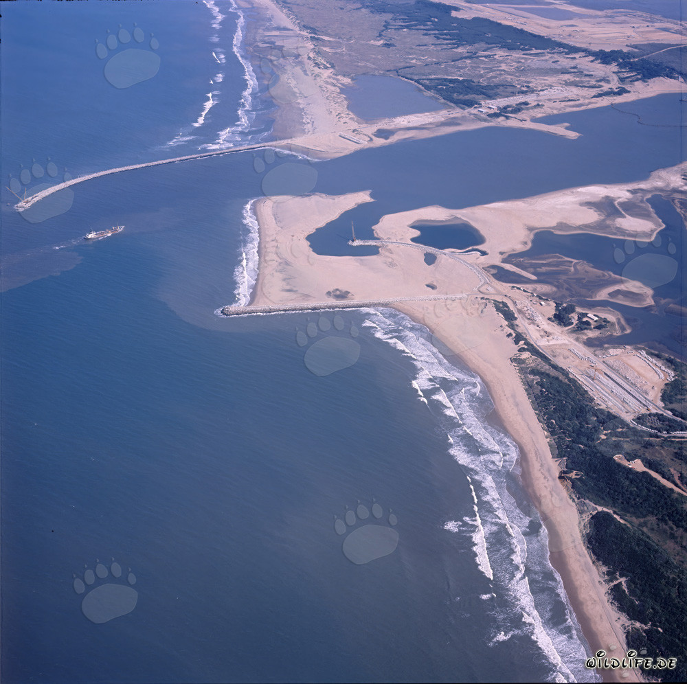 Vista aérea de la ampliación del puerto de Richards Bay, Sudáfrica