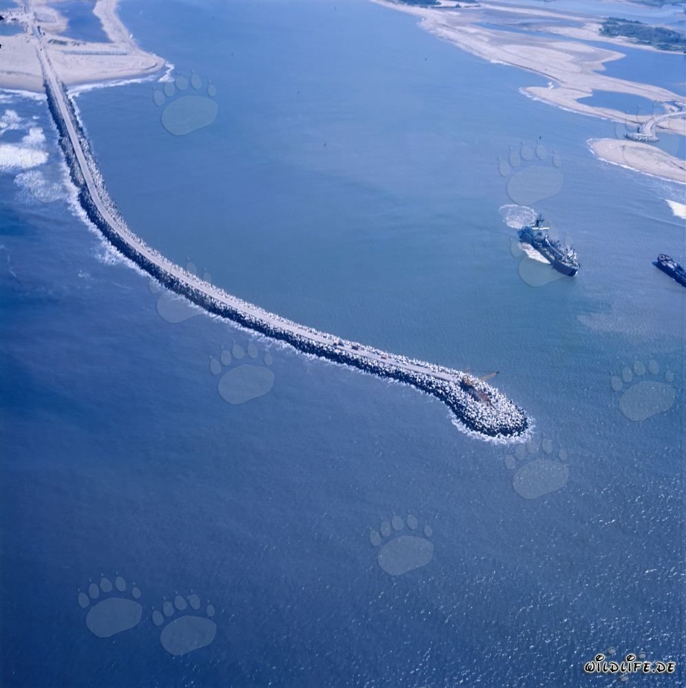 Brise-lames sud de Richards Bay à Natal, Afrique du Sud