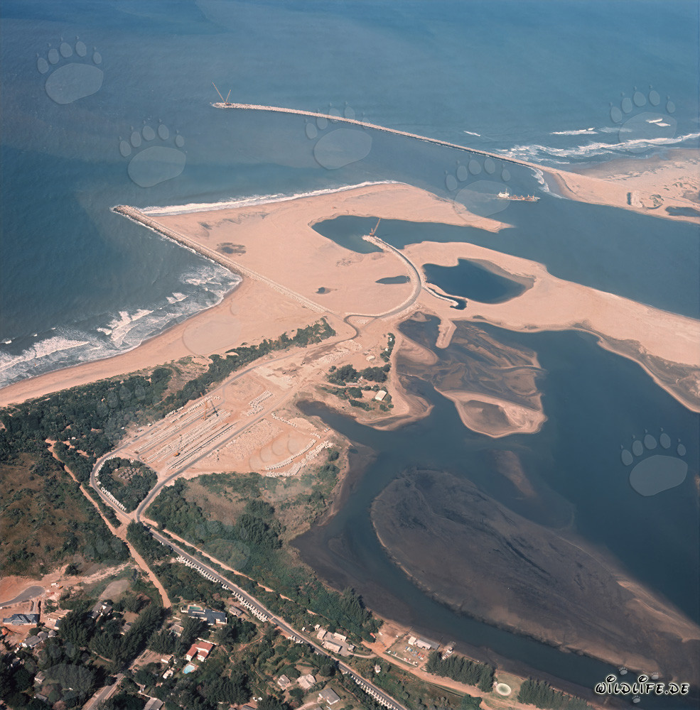 Vue aérienne de l'extension du port de Richards Bay en Afrique du Sud