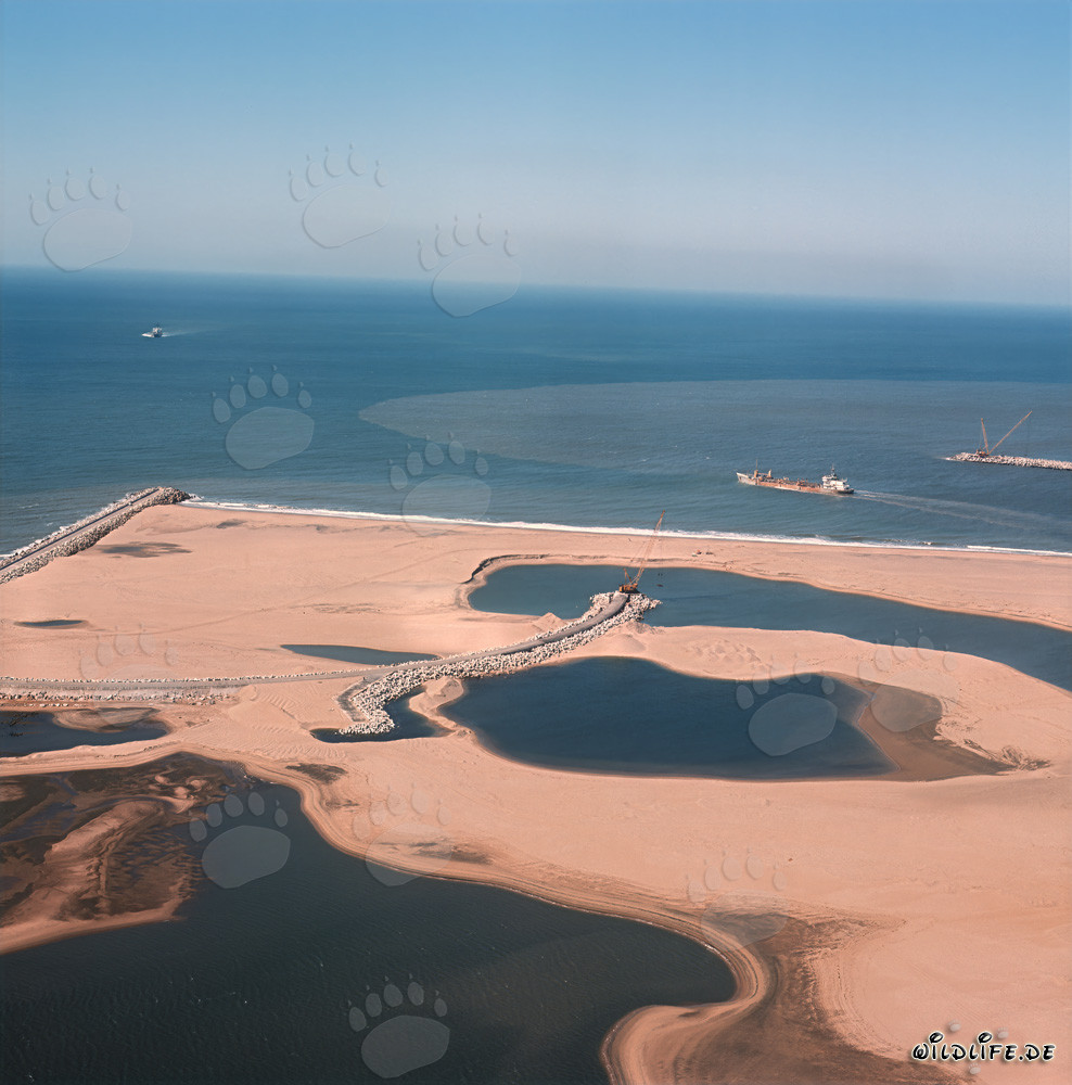 Luftaufnahme des Hafenausbaus in Richards Bay, Natal, Südafrika