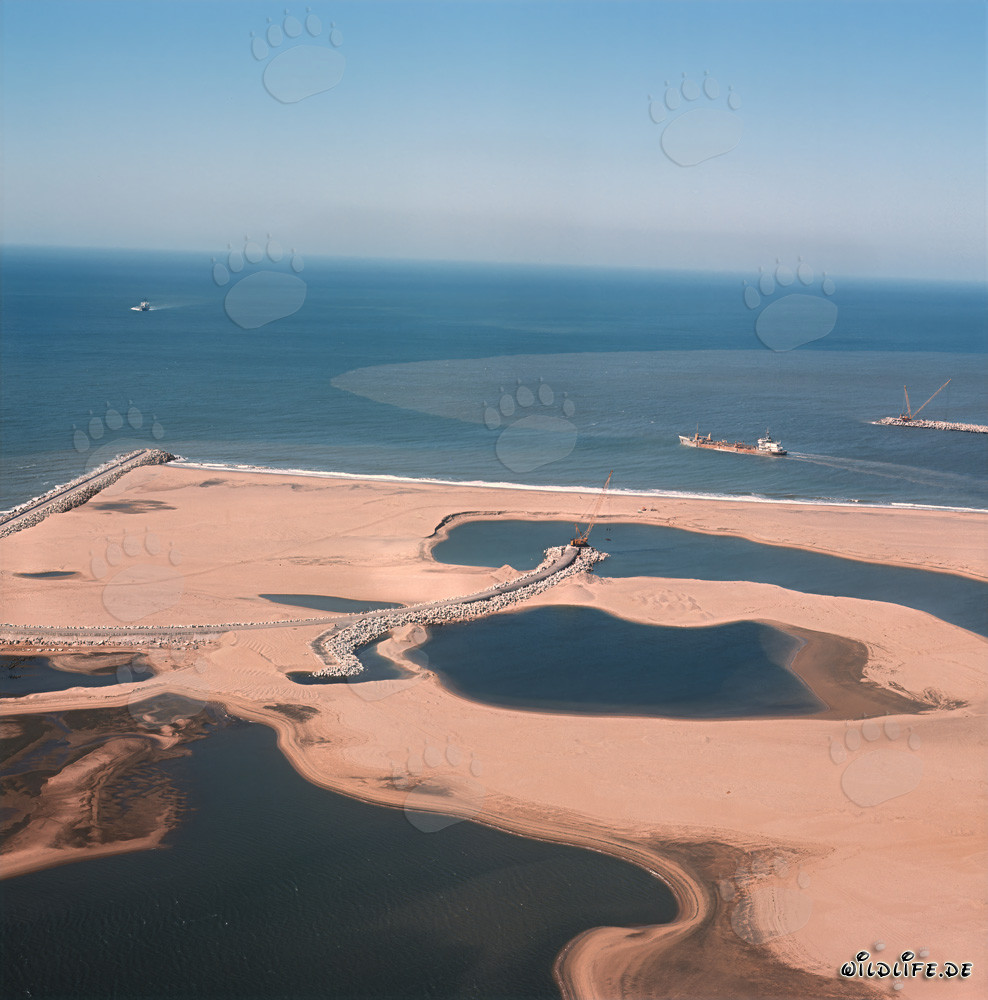 Prise de vue aérienne de l'expansion du port de Richards Bay, Natal, Afrique du Sud